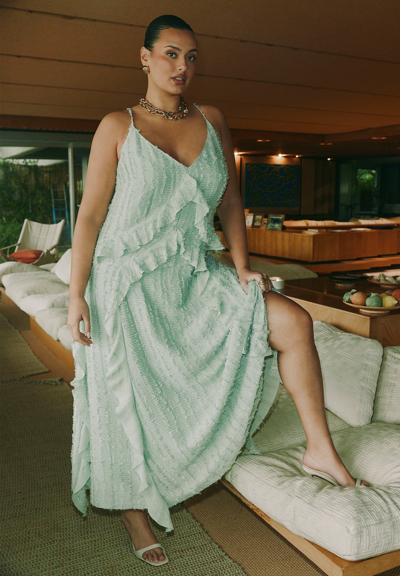 Textured Ruffle Cami Dress image number 0