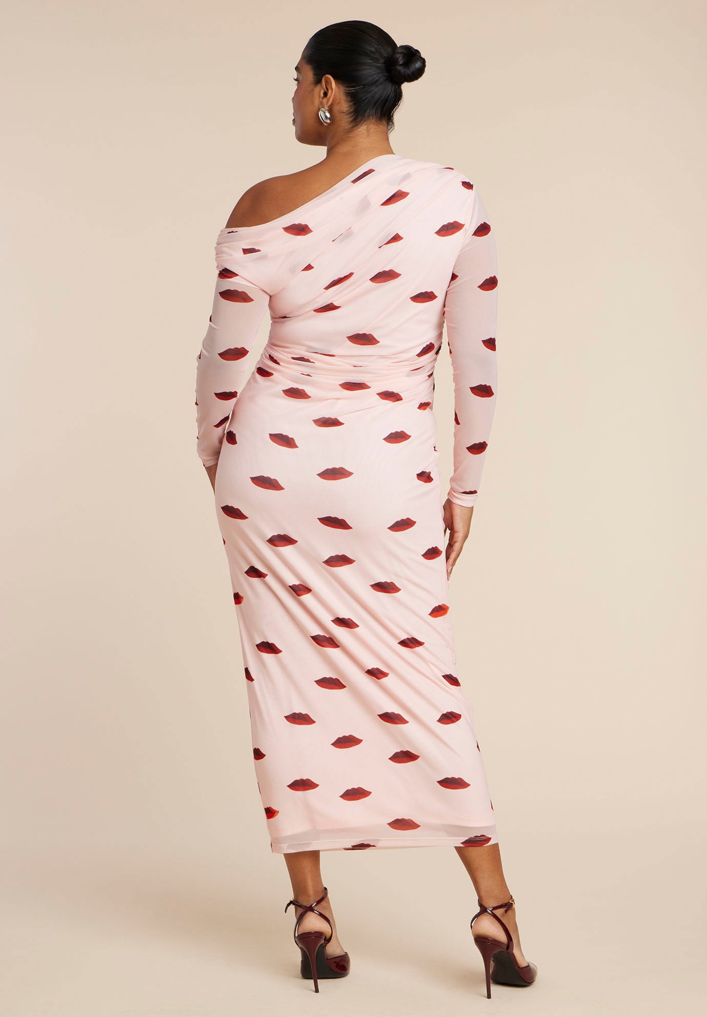 Asym Neck Printed Mesh Dress image number 4