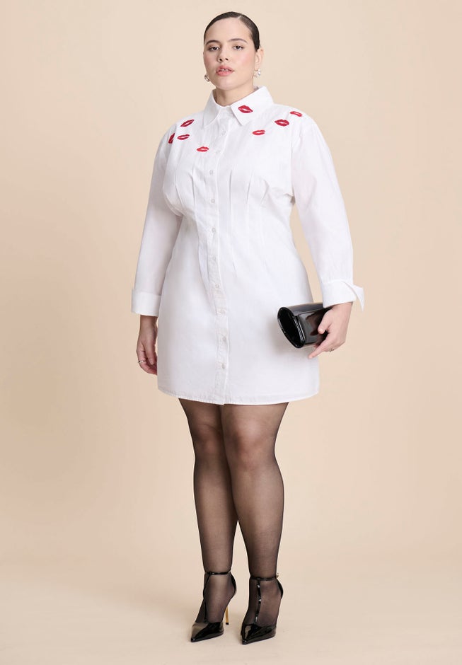 Embroidered Mini Shirt Dress image number 2
