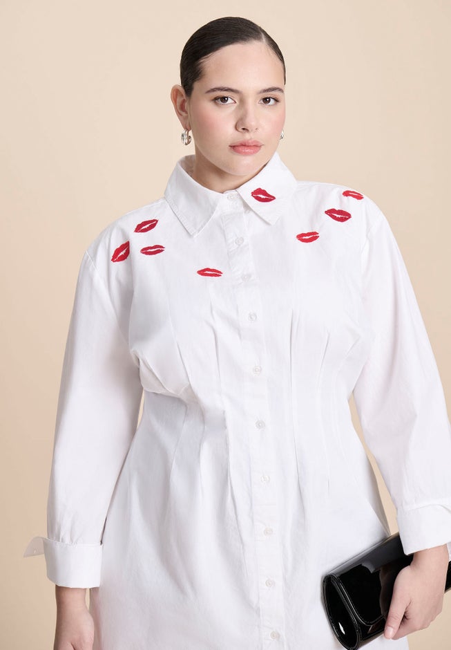 Embroidered Mini Shirt Dress image number 3