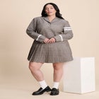 Pleated Plaid Mini Dress image number null