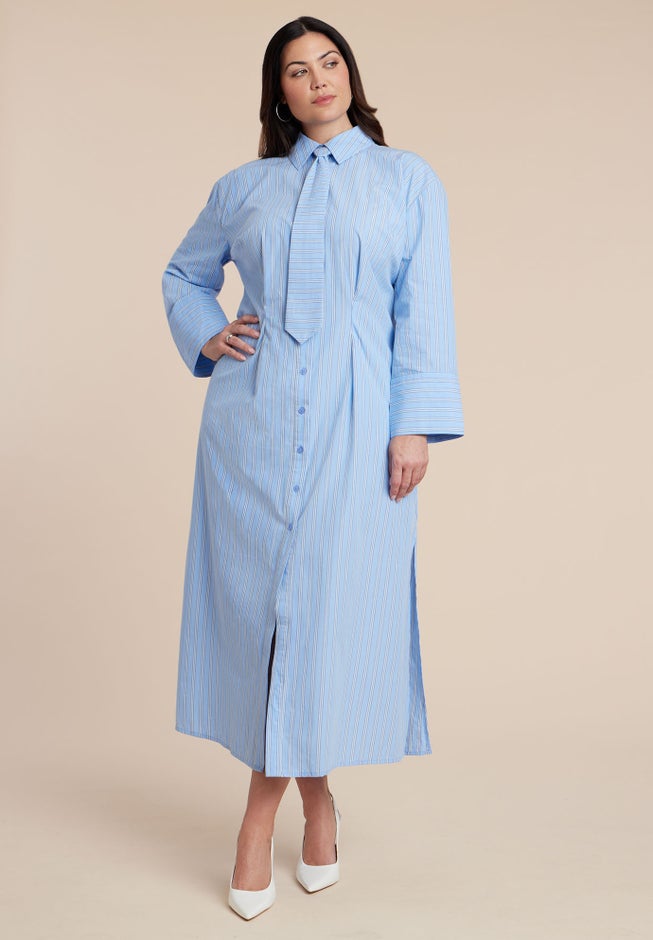 Maxi Shirt Dress With Tie image number 1