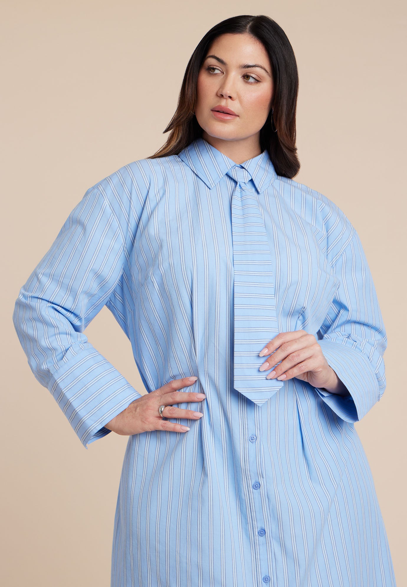 Maxi Shirt Dress With Tie image number 2