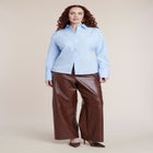 Adjustable Waist Faux Leather Wide-Leg Pant image number 3