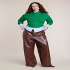 Adjustable Waist Faux Leather Wide-Leg Pant image number 0