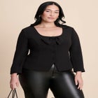 Scoop Neck Jacket With Bow image number null