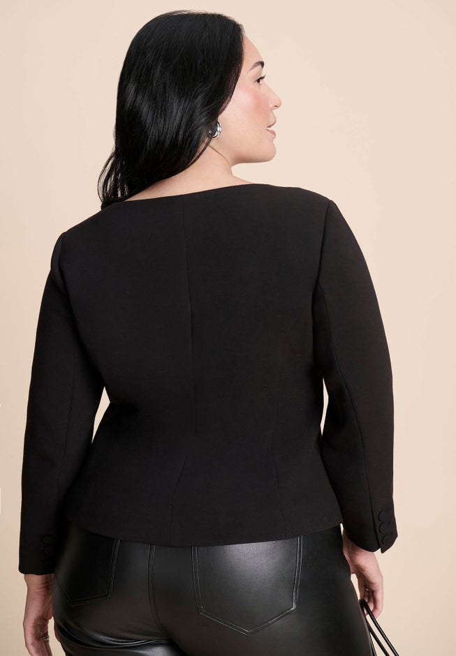 Scoop Neck Jacket With Bow image number 3