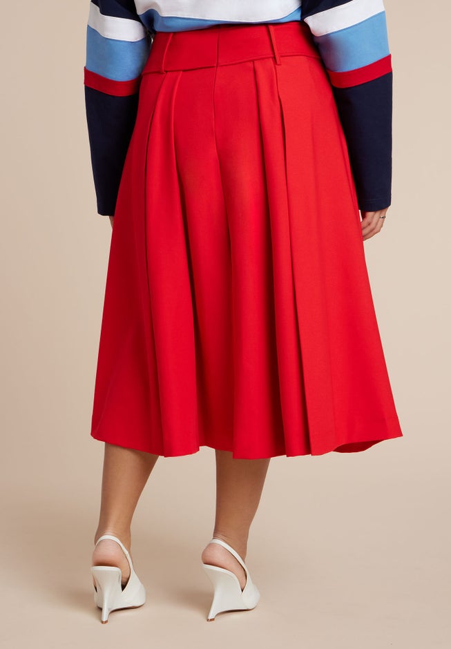 Pleated Belted Midi Skirt image number 4