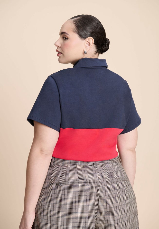 Asym Zipper Neck Polo Shirt image number 4