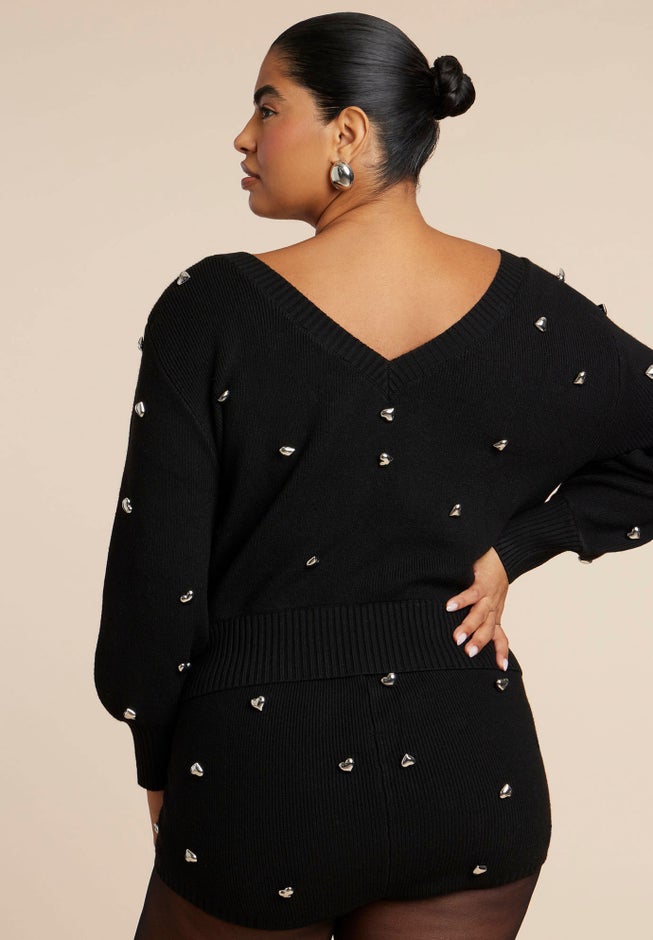 Heart Embellished Sweater image number 1