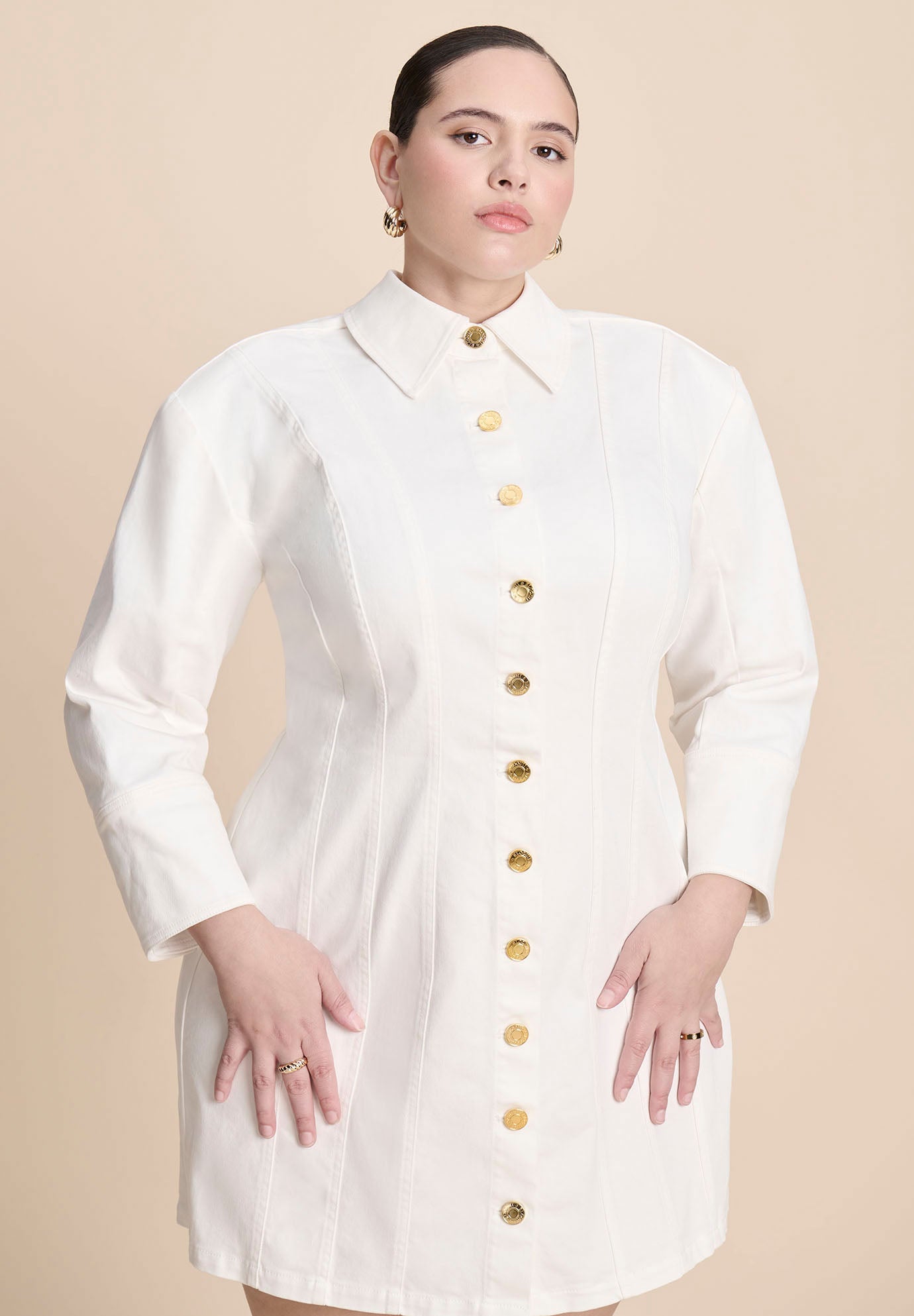 Corset Detail Denim Mini Dress image number 1