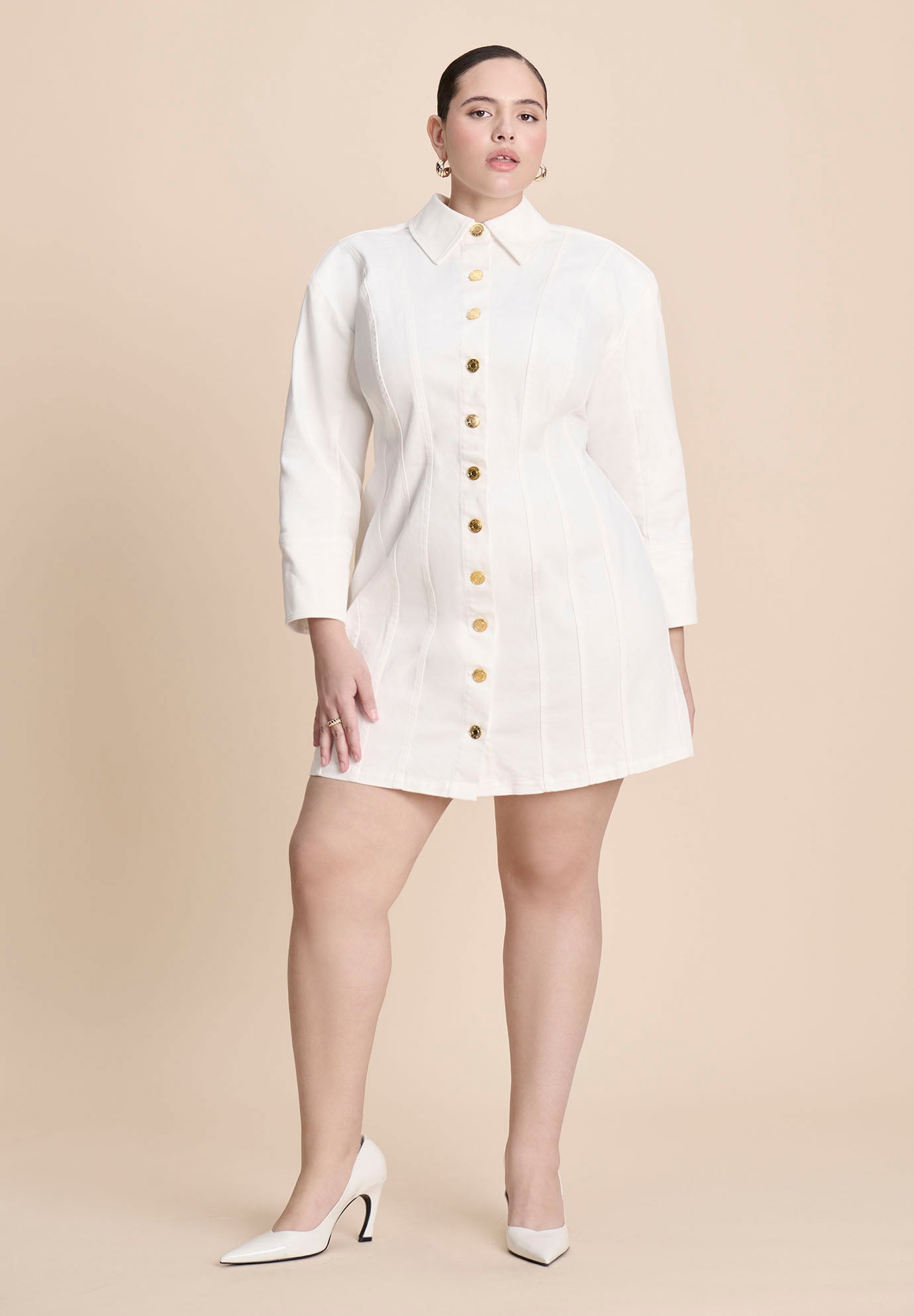 Corset Detail Denim Mini Dress image number 0