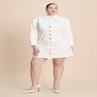 Corset Detail Denim Mini Dress image number null