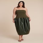 Faux Leather Sweater Mixed Dress image number null