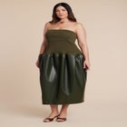 Faux Leather Sweater Mixed Dress image number null