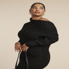 High Collar Sweater Dress image number null