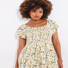 Square Neck Smocked Crinkle Maxi Dress image number null