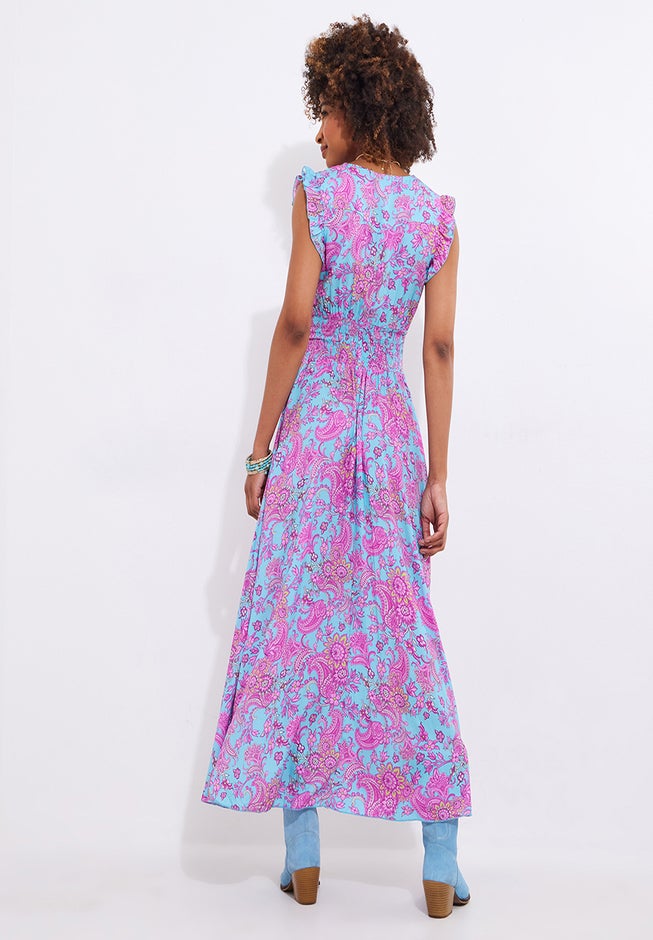 V-neck Ruffle Maxi Dress image number 3