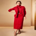 Classic Cotton Denim Midi Skirt image number null