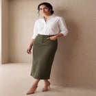 Classic Cotton Denim Midi Skirt image number null