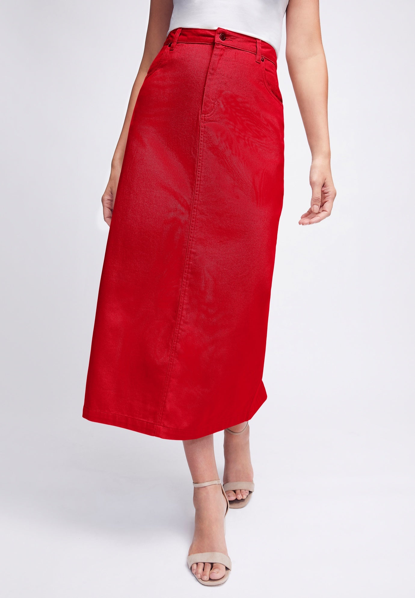 Classic Cotton Denim Midi Skirt image number 0
