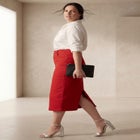 Classic Cotton Denim Midi Skirt image number null