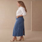 Classic Cotton Denim Midi Skirt image number null