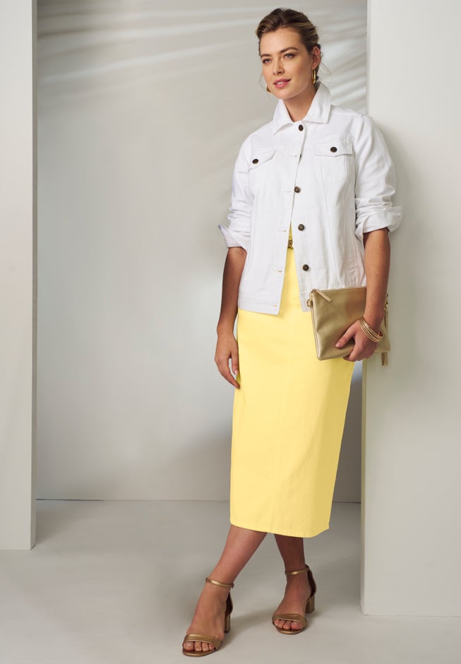 Classic Cotton Denim Midi Skirt image number 1