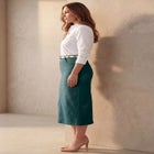 Classic Cotton Denim Midi Skirt image number null