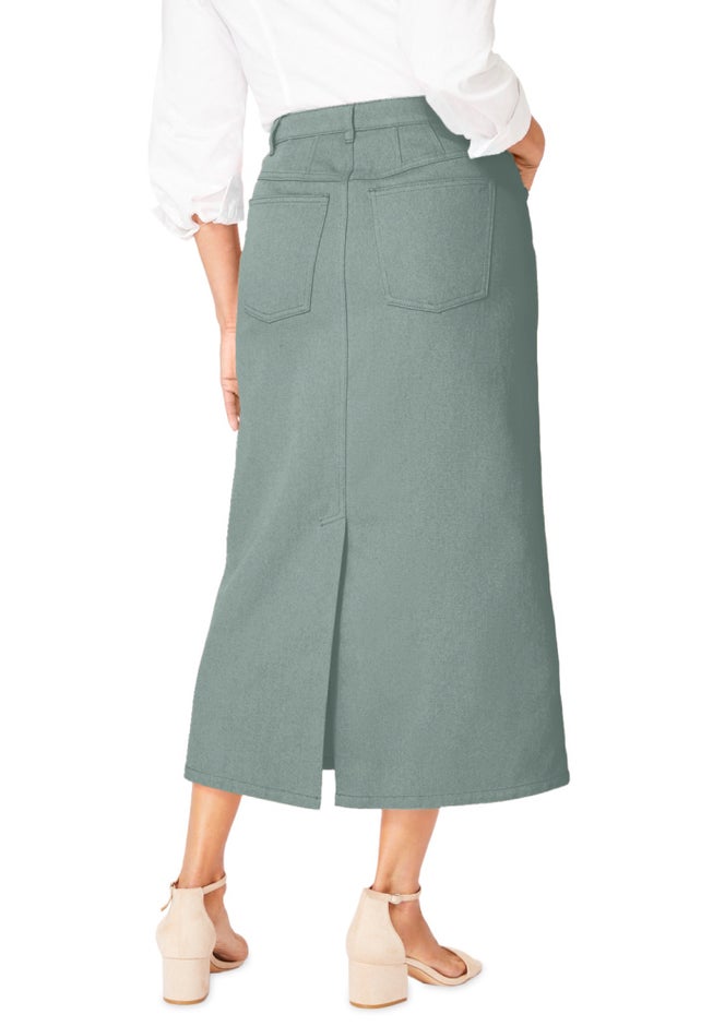 Classic Cotton Denim Midi Skirt image number 1