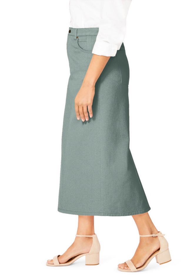 Classic Cotton Denim Midi Skirt image number 2