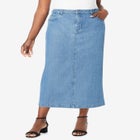 Classic Cotton Denim Midi Skirt image number null