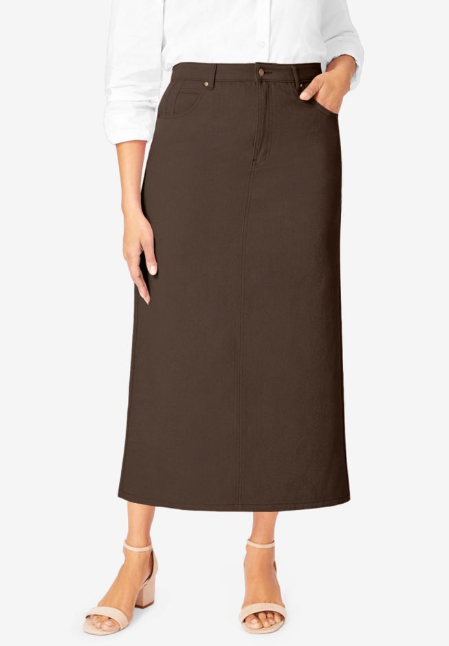 Classic Cotton Denim Midi Skirt image number 0