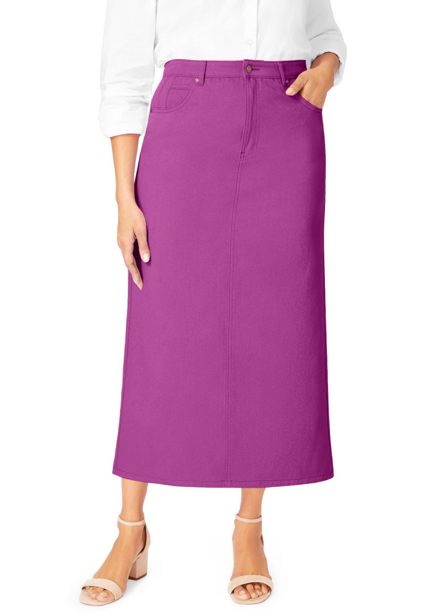 Classic Cotton Denim Midi Skirt image number 0