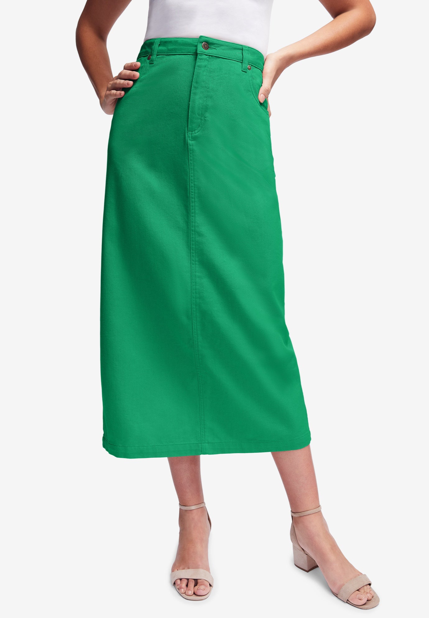 Classic Cotton Denim Midi Skirt image number 0