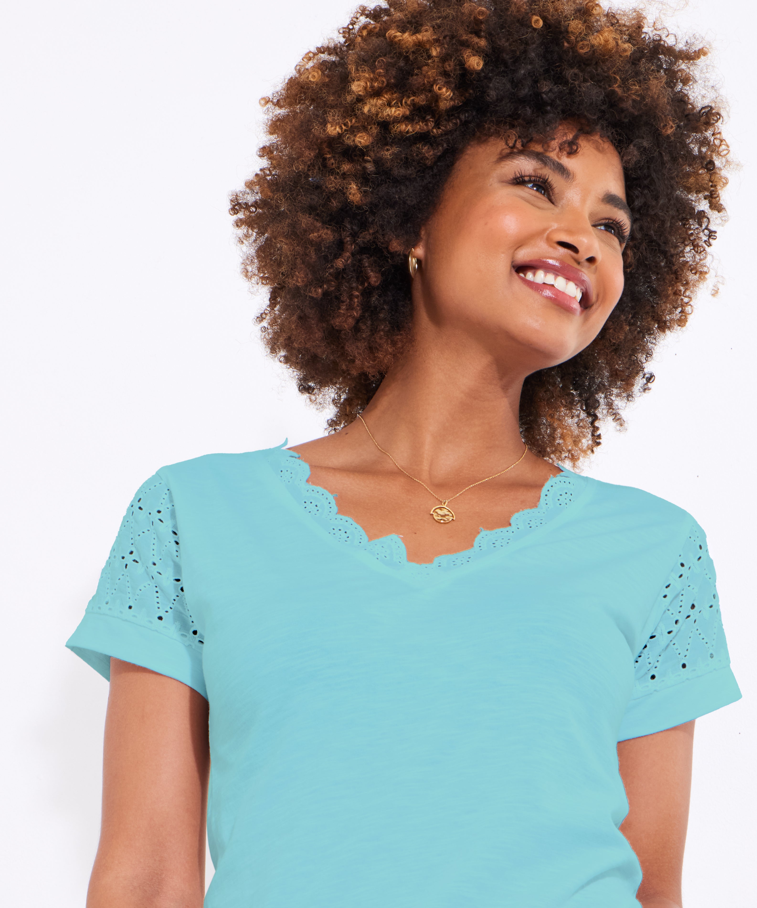 V-Neck Eyelet Tee image number 1
