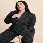 Zip Hem Pinstripe Blazer image number null