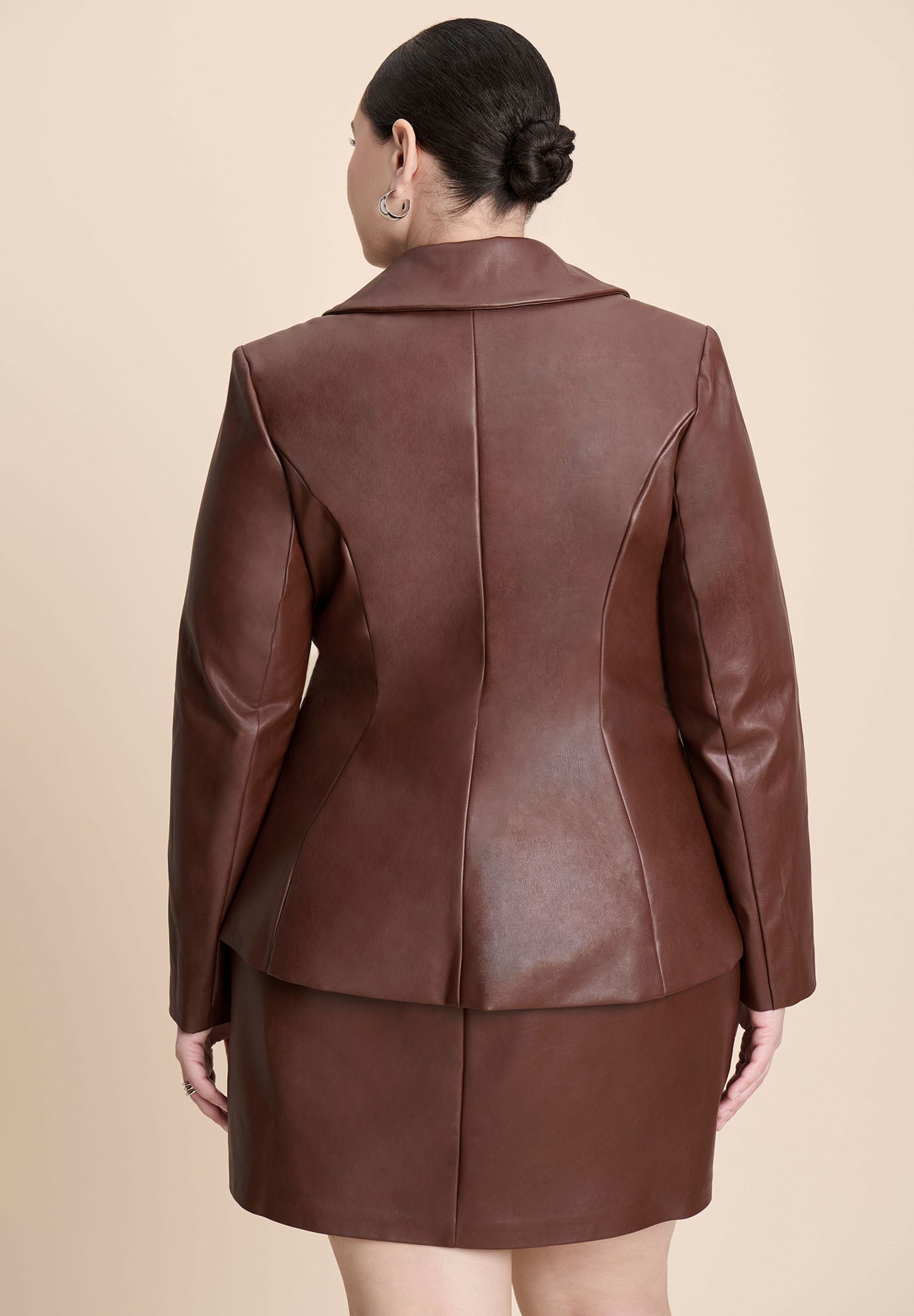 Faux Leather Split Hem Jacket image number 1