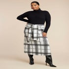 Plaid Midi Sweater Skirt With Sleeve Ties image number null