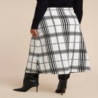Plaid Midi Sweater Skirt With Sleeve Ties image number null