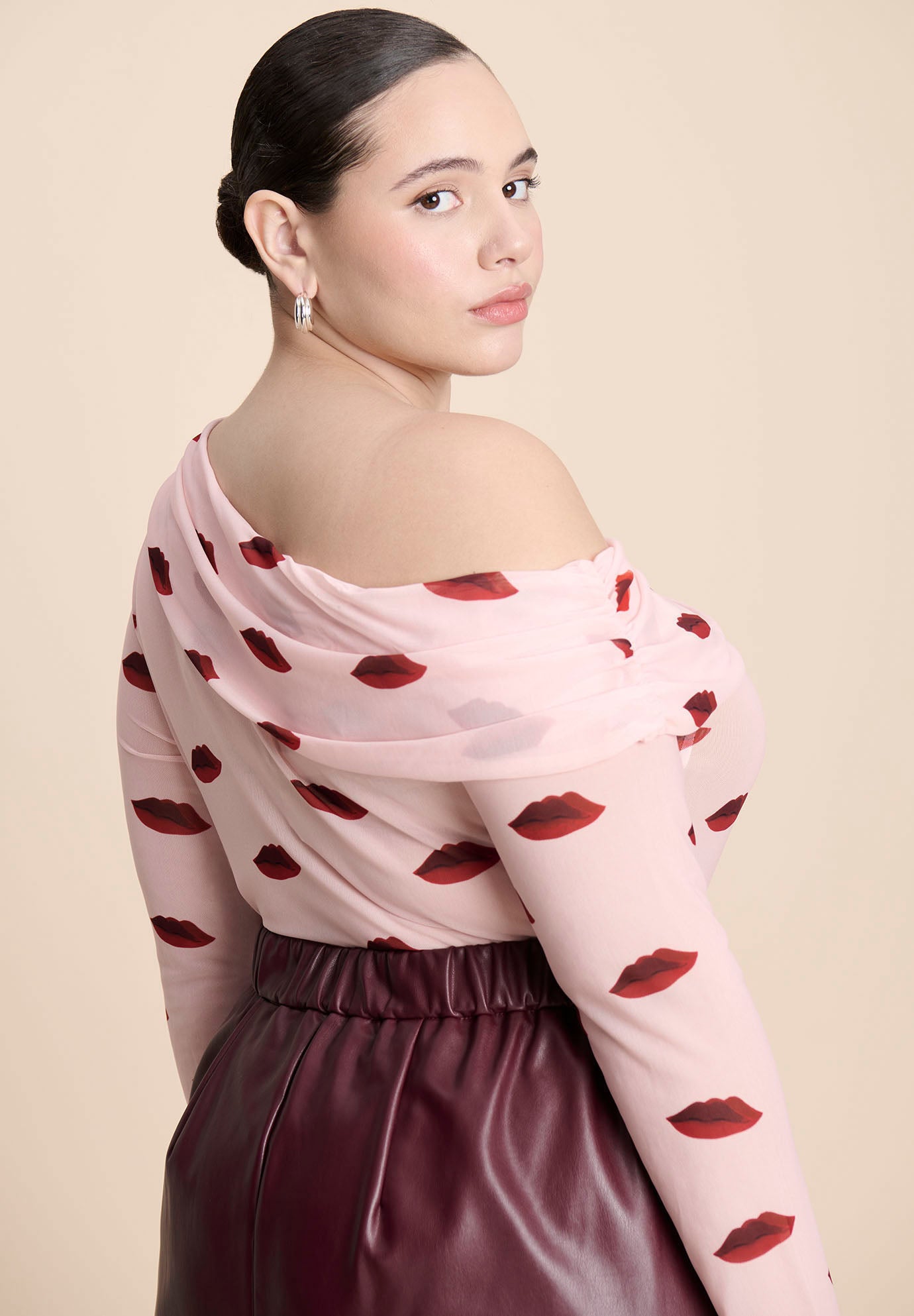 Lip Print Mesh Top image number 2