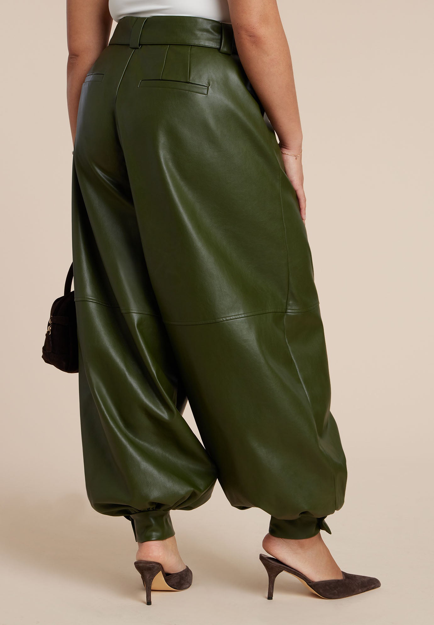 Belted Faux Leather Balloon Pant image number 2