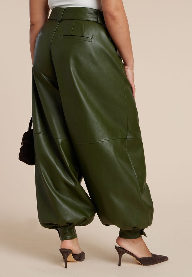 Belted Faux Leather Balloon Pant image number 3