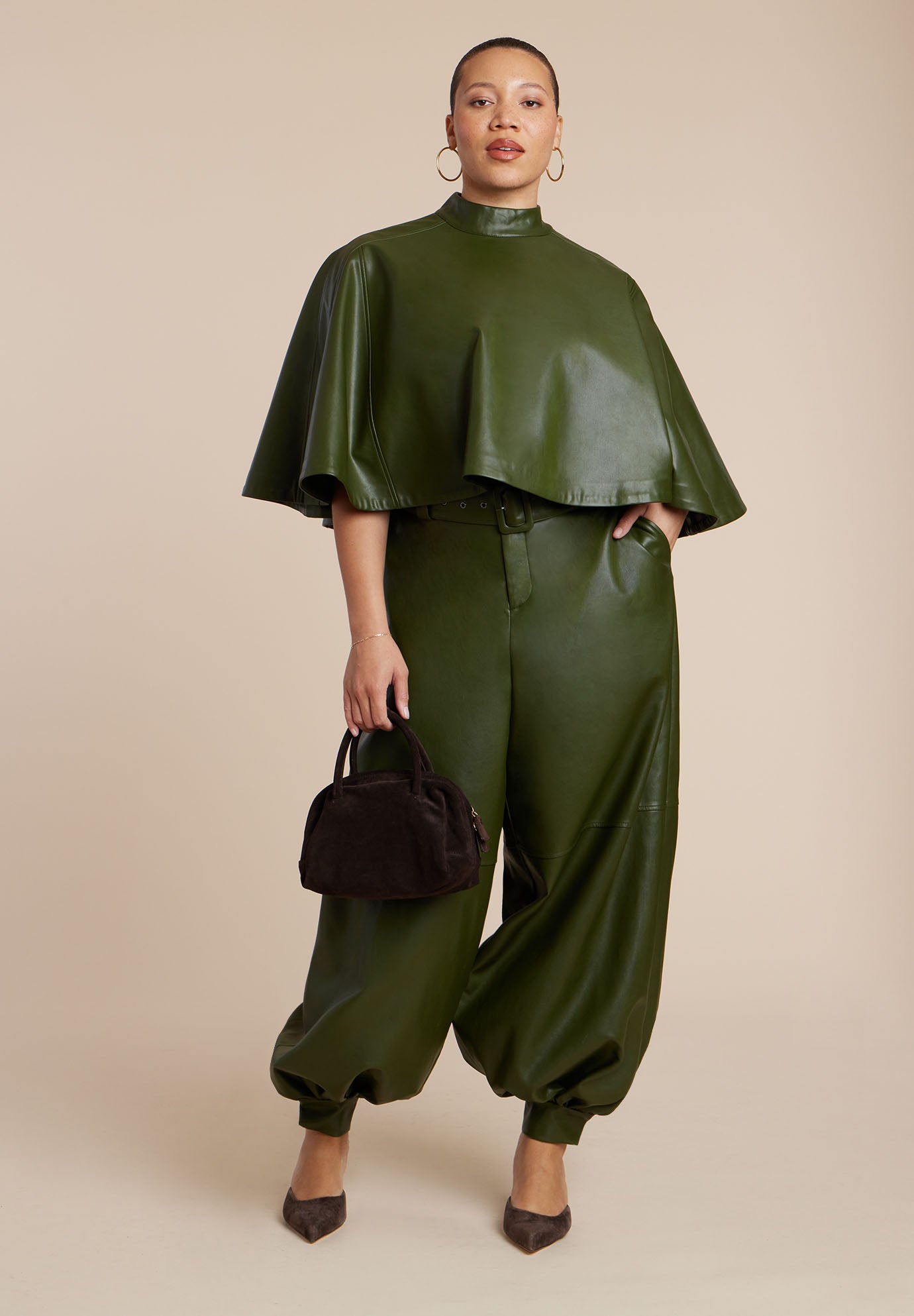 Belted Faux Leather Balloon Pant image number 0