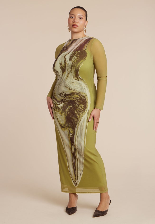 Printed Mesh Dress image number 1