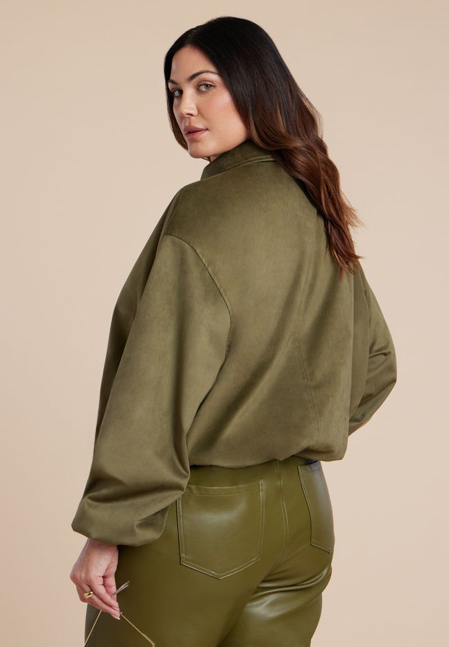 Faux Suede Bomber Jacket image number 1