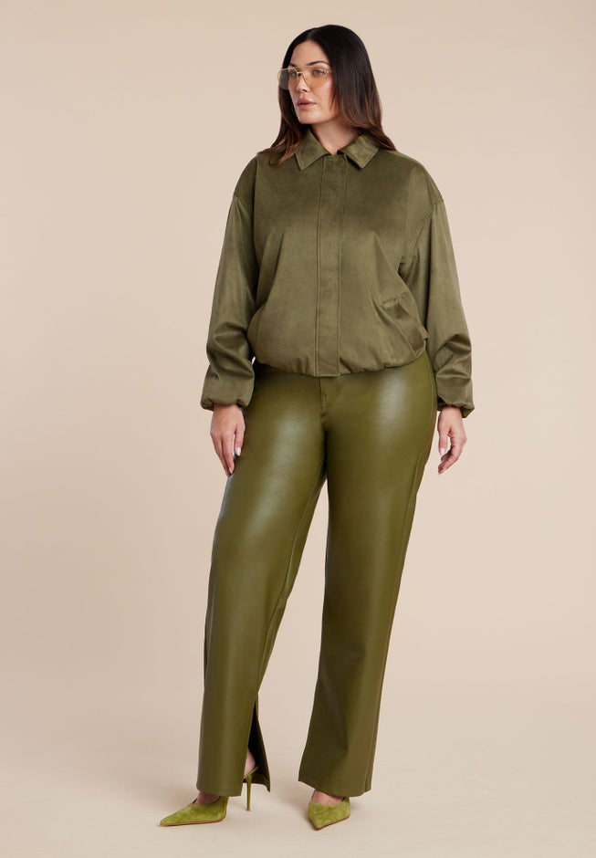 Faux Suede Bomber Jacket image number 3