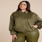 Faux Suede Bomber Jacket image number null