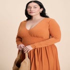 Plunge Neck Knit Dress image number null