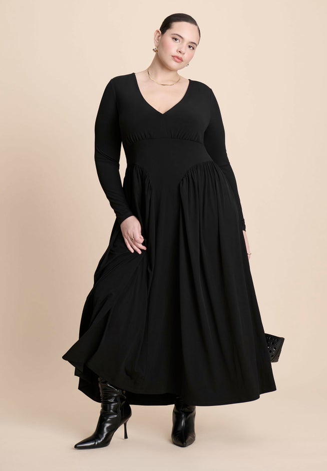 Plunge Neck Knit Dress image number 1